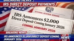 IRS Confirms $2,000 Direct Deposit for January 2026 – New Payment Dates and Eligibility Guide