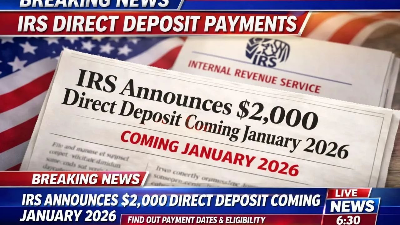 IRS Confirms $2,000 Direct Deposit for January 2026 – New Payment Dates and Eligibility Guide