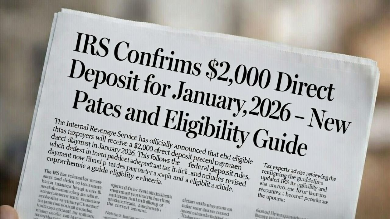 IRS Confirms $2,000 Direct Deposit for January 2026 – New Payment Dates and Eligibility Guide